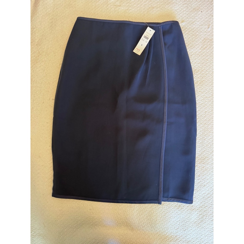 Ann Taylor Navy Blue Faux Wrap Pencil Skirt Size 6 NWT Professional Workwear